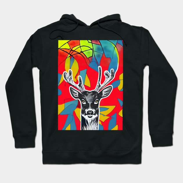 Realistic Deer in the Abstraction Forest Hoodie by thejoyker1986